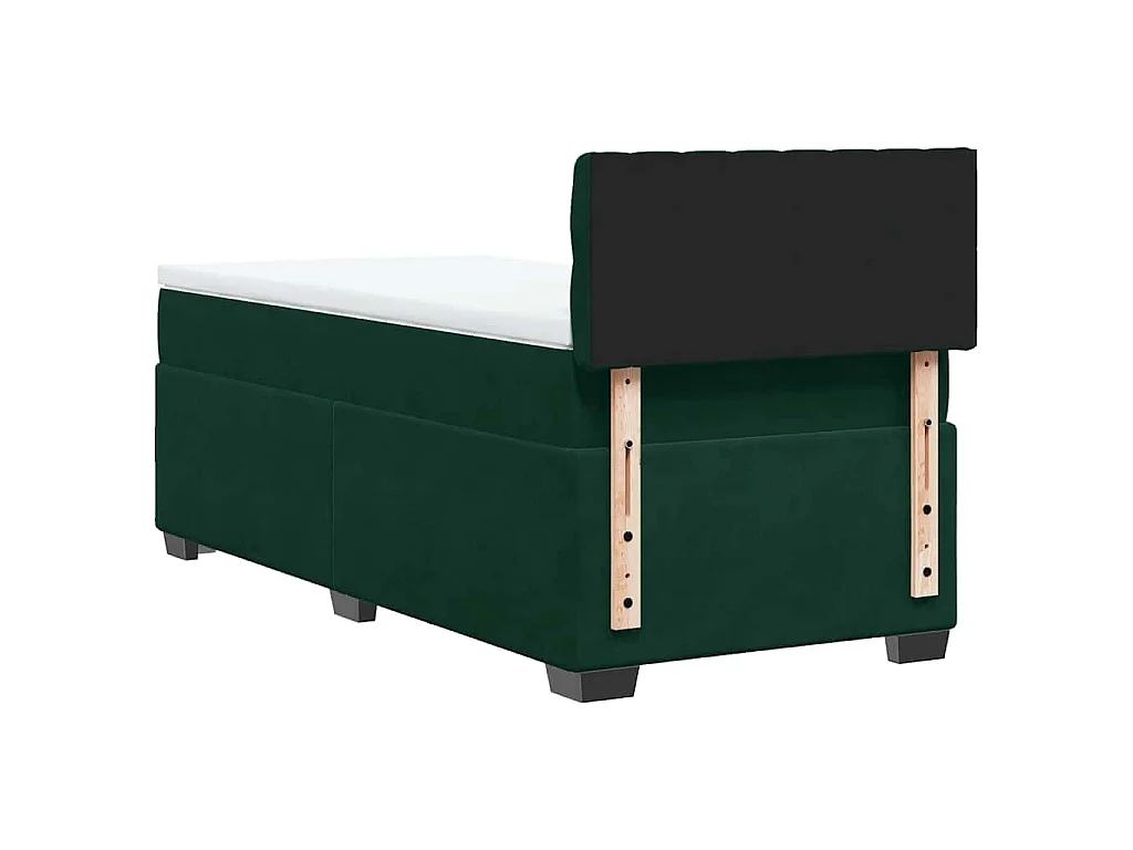 Boxspring met matras fluweel donkergroen 90x200 cm