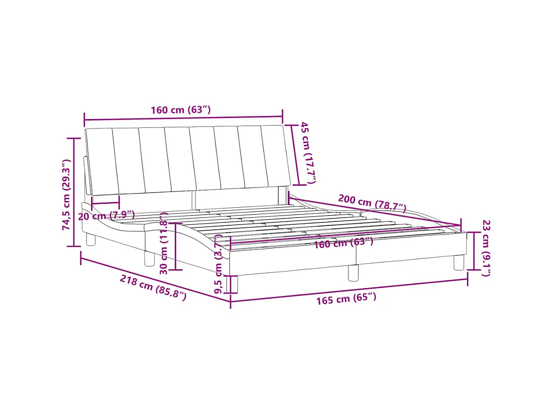 Bettgestell ohne Matratze "Hanko" Dunkelgrau 160x200 cm Samt