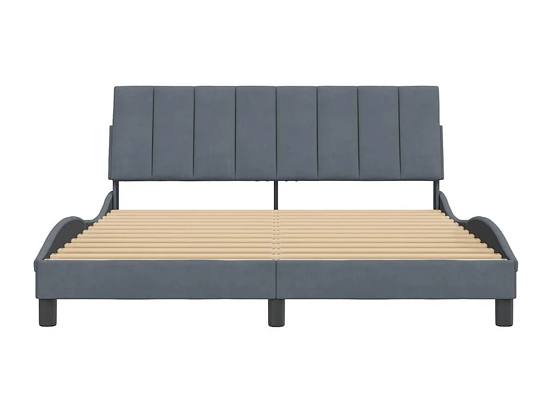 Cadre de lit sans matelas Hanko gris foncé 160x200 cm velours