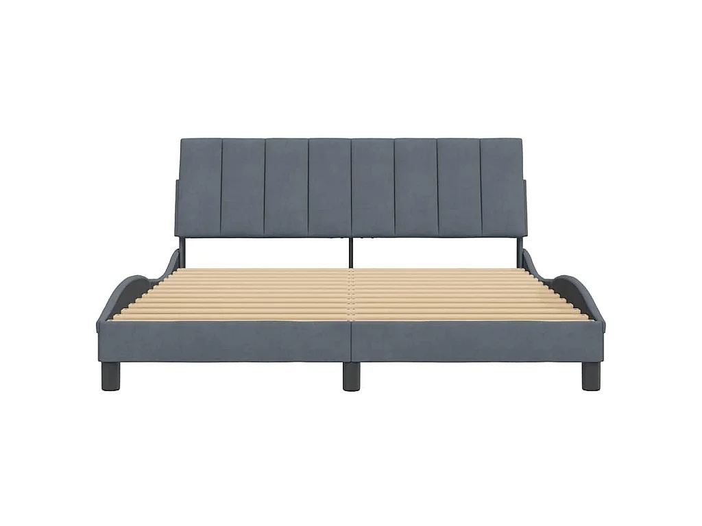 Giroletto senza Materasso Hanko Grigio Scuro 160x200 cm Velluto