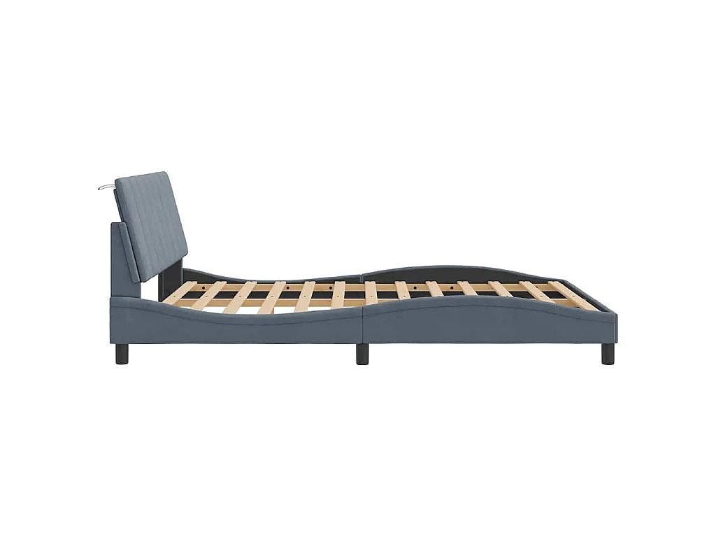 Giroletto senza Materasso Hanko Grigio Scuro 160x200 cm Velluto