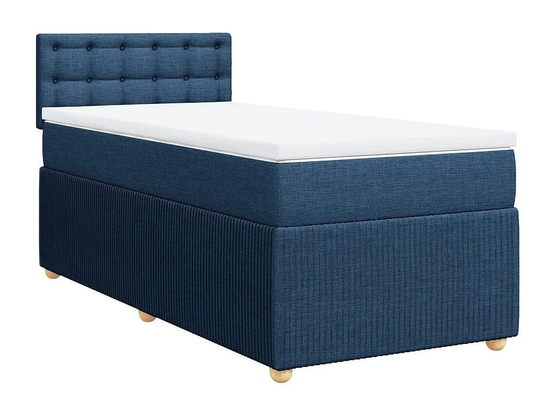 Boxspring met matras stof blauw 90x190 cm