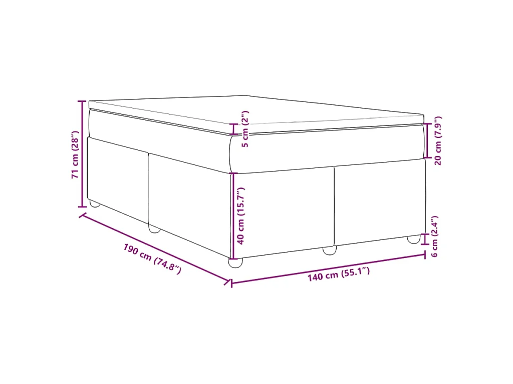 Boxspring met matras stof taupe 140x190 cm