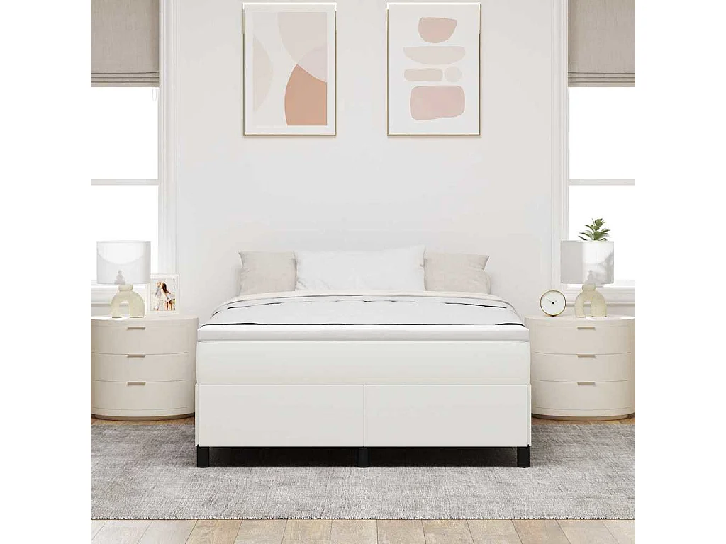 Estructura de cama Crema 140 x 200 cm Telas de pana