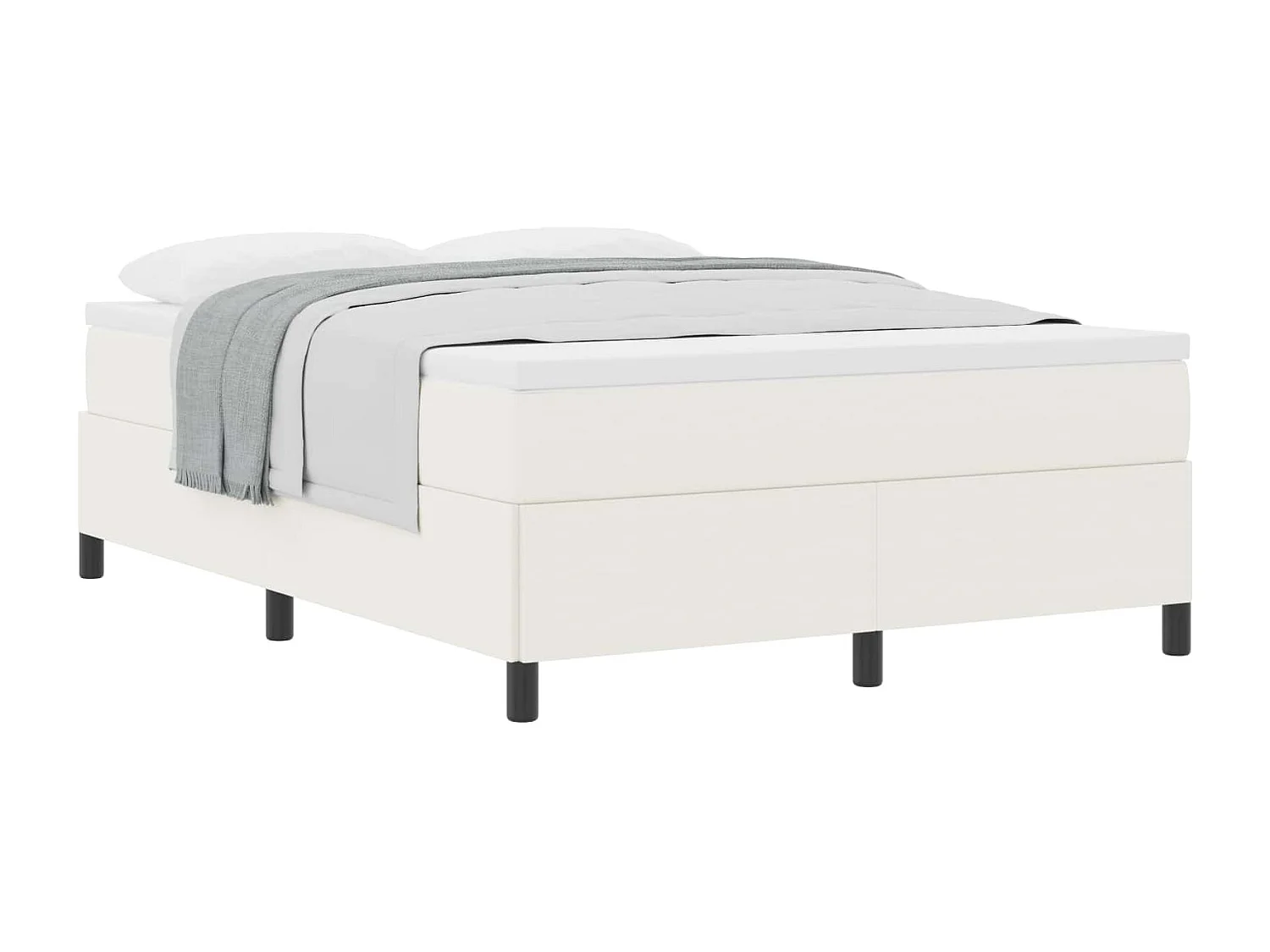 Cama Box Creme 140 x 200 cm Tecido de Veludo Cotele