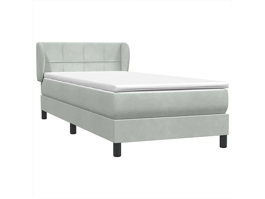 Boxspringbett mit Matratze Hellgrau 90x210 cm Samt