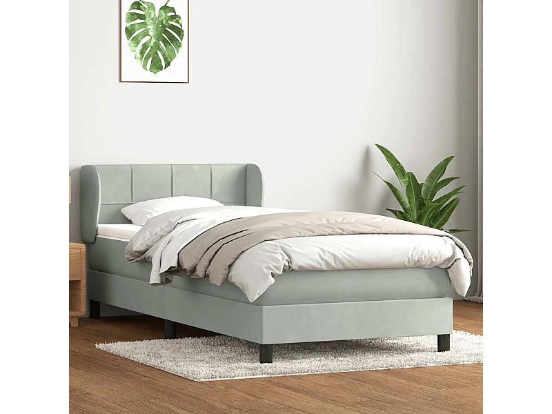 Boxspringbett mit Matratze Hellgrau 90x210 cm Samt