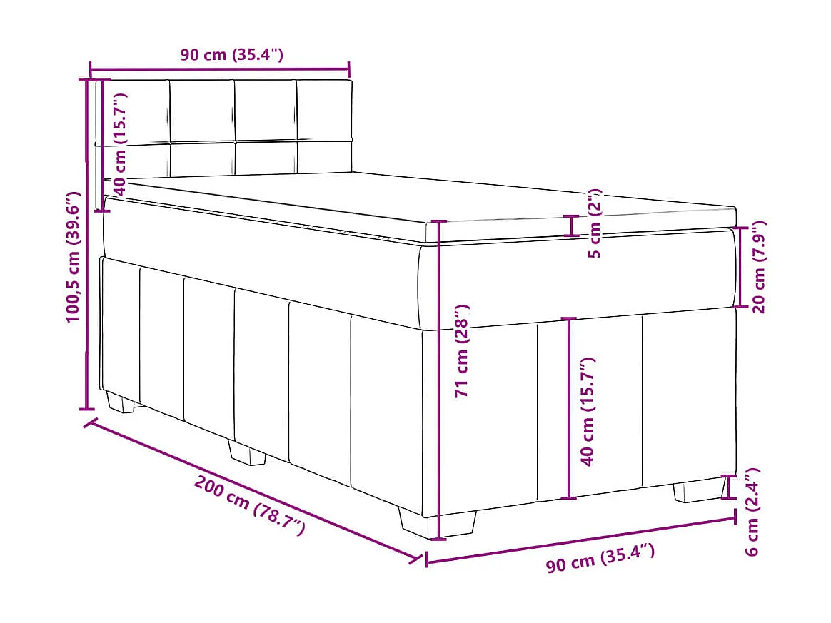Giroletto a Molle con Materasso Blu 90x200 cm inTessuto