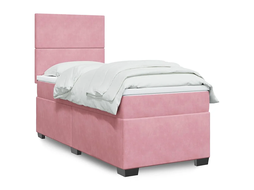 Boxspringbett mit Matratze Rosa 100x200 cm Samt