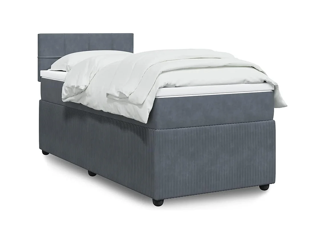 Boxspring met matras fluweel donkergrijs 90x200 cm