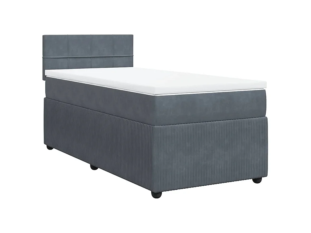 Cama com molas/colchão 90x200 cm veludo cinza-escuro
