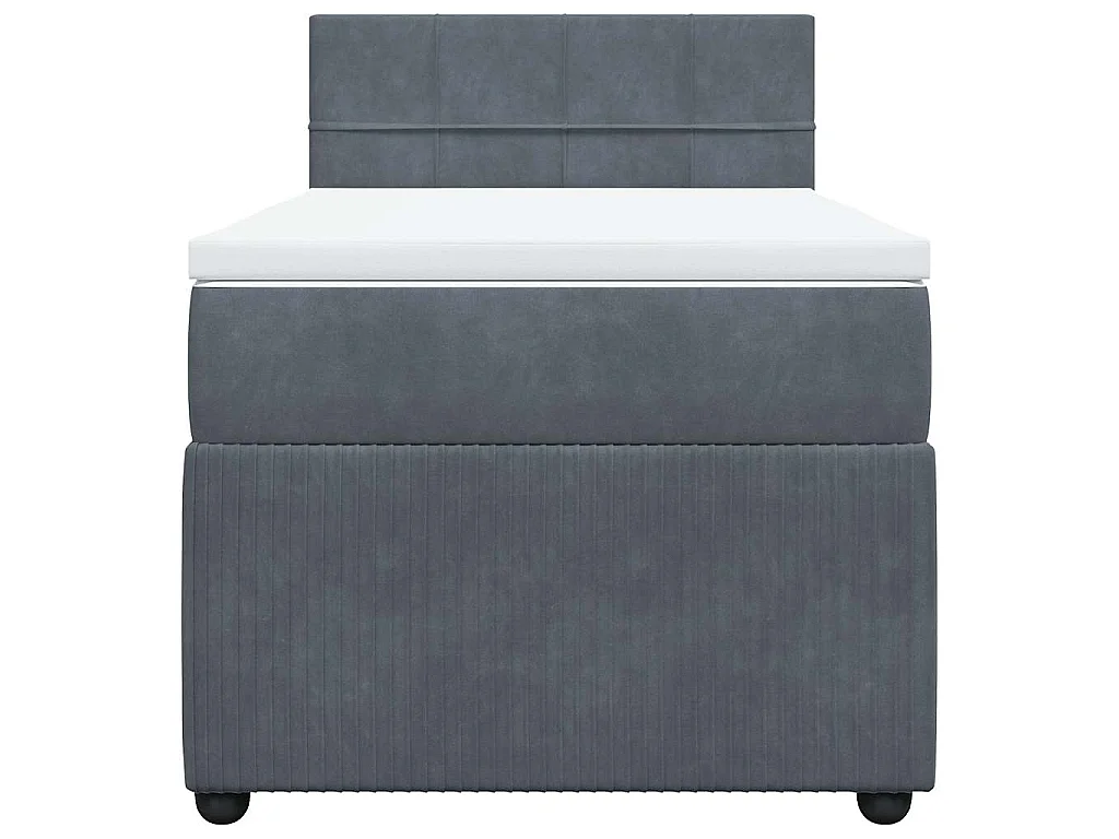 Cama com molas/colchão 90x200 cm veludo cinza-escuro