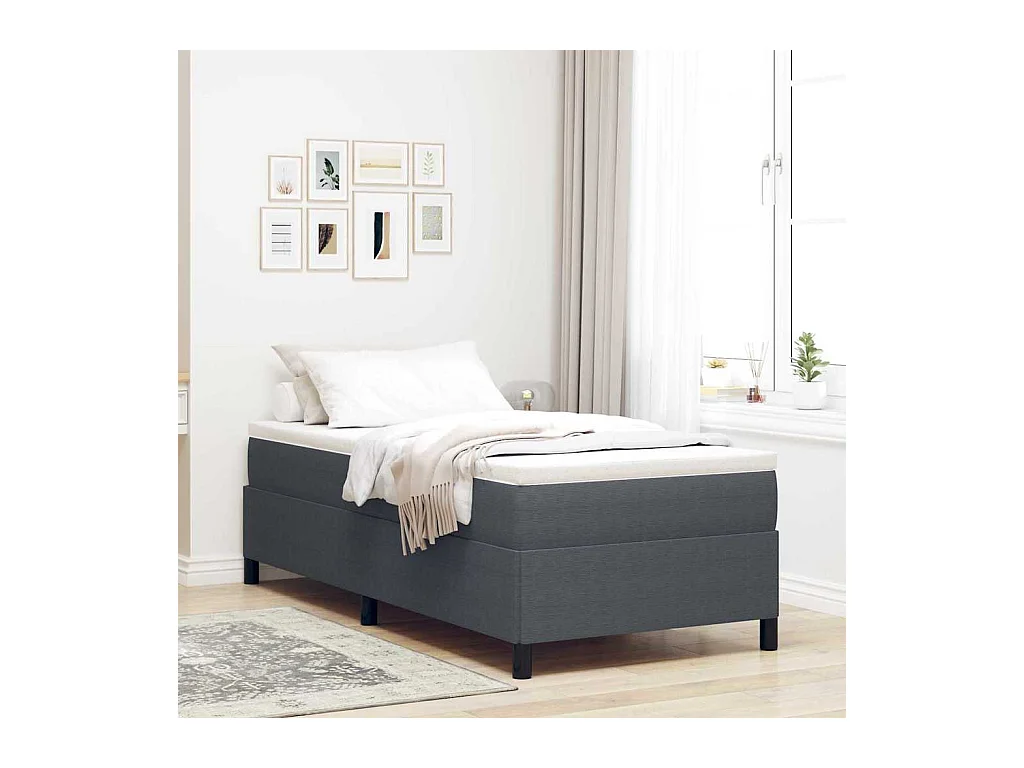 Cadre de lit Gris foncé 90 x 200 cm Tissu en velours côtelé