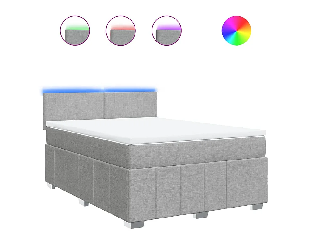 Boxspring met matras stof lichtgrijs 160x200 cm