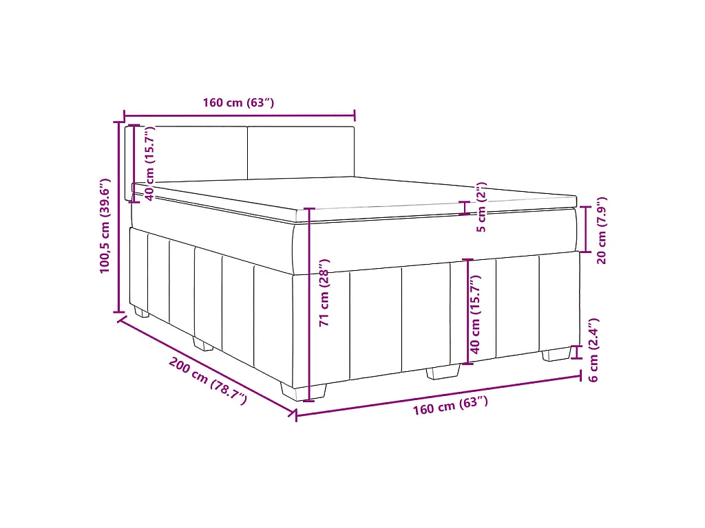 Boxspring met matras stof lichtgrijs 160x200 cm