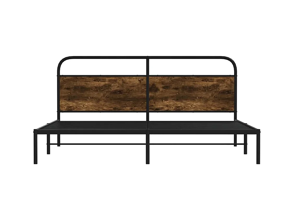 Cadre de lit en métal sans matelas chêne fumé 180x200 cm
