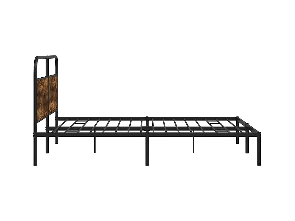 Cadre de lit en métal sans matelas chêne fumé 180x200 cm
