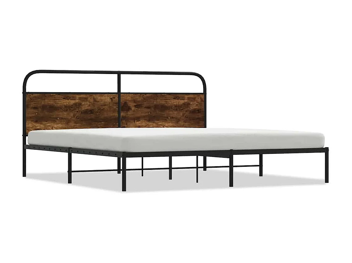 Cadre de lit en métal sans matelas chêne fumé 180x200 cm