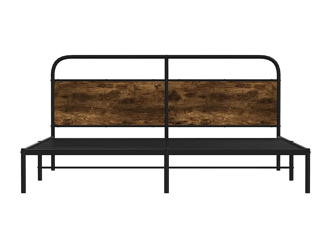 Cadre de lit en métal sans matelas chêne fumé 180x200 cm