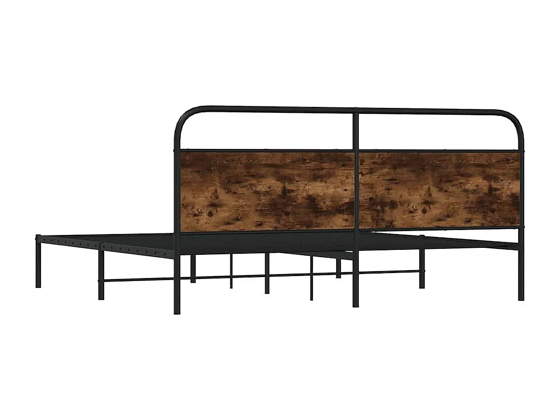 Cadre de lit en métal sans matelas chêne fumé 180x200 cm