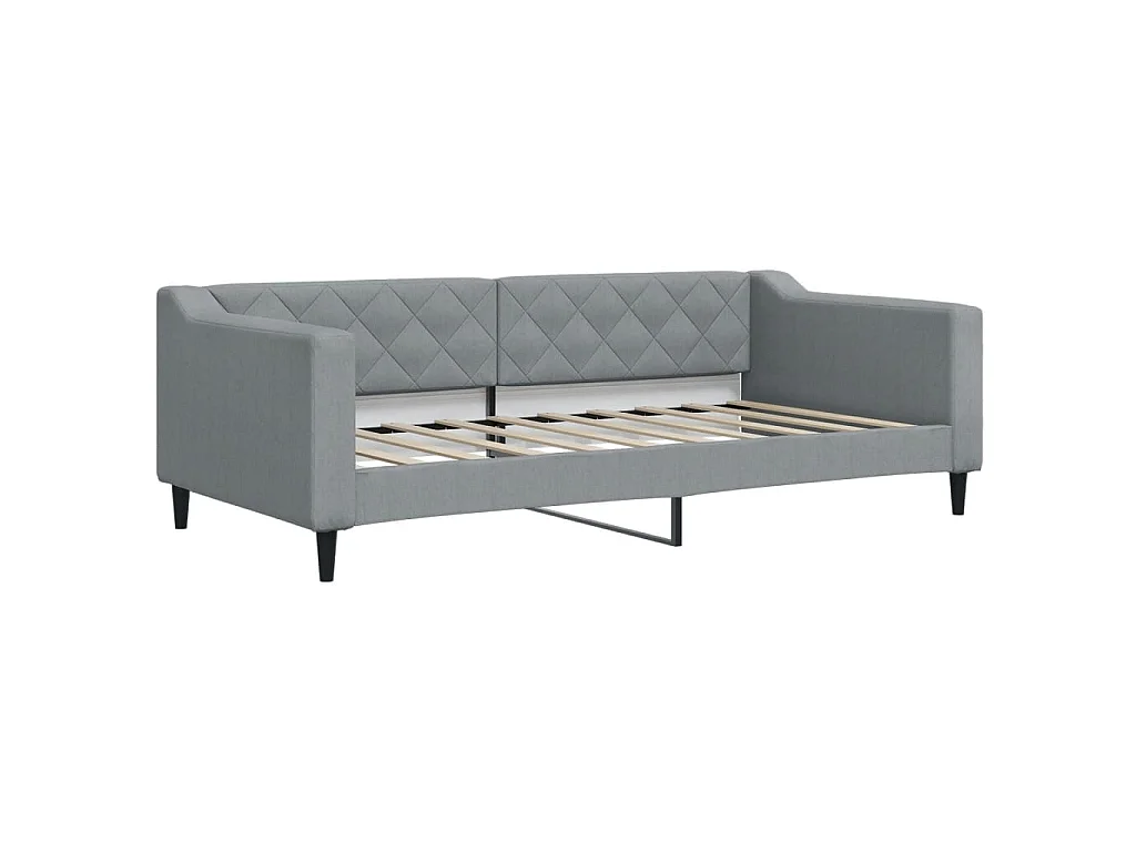 Slaapbank onderschuifbed en matrassen 90x190 cm stof lichtgrijs