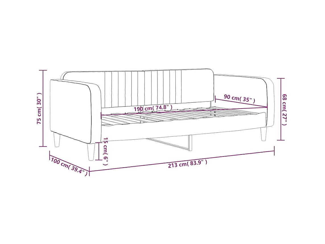 Tagesbett Dunkelgrau 90x190 cm Samt