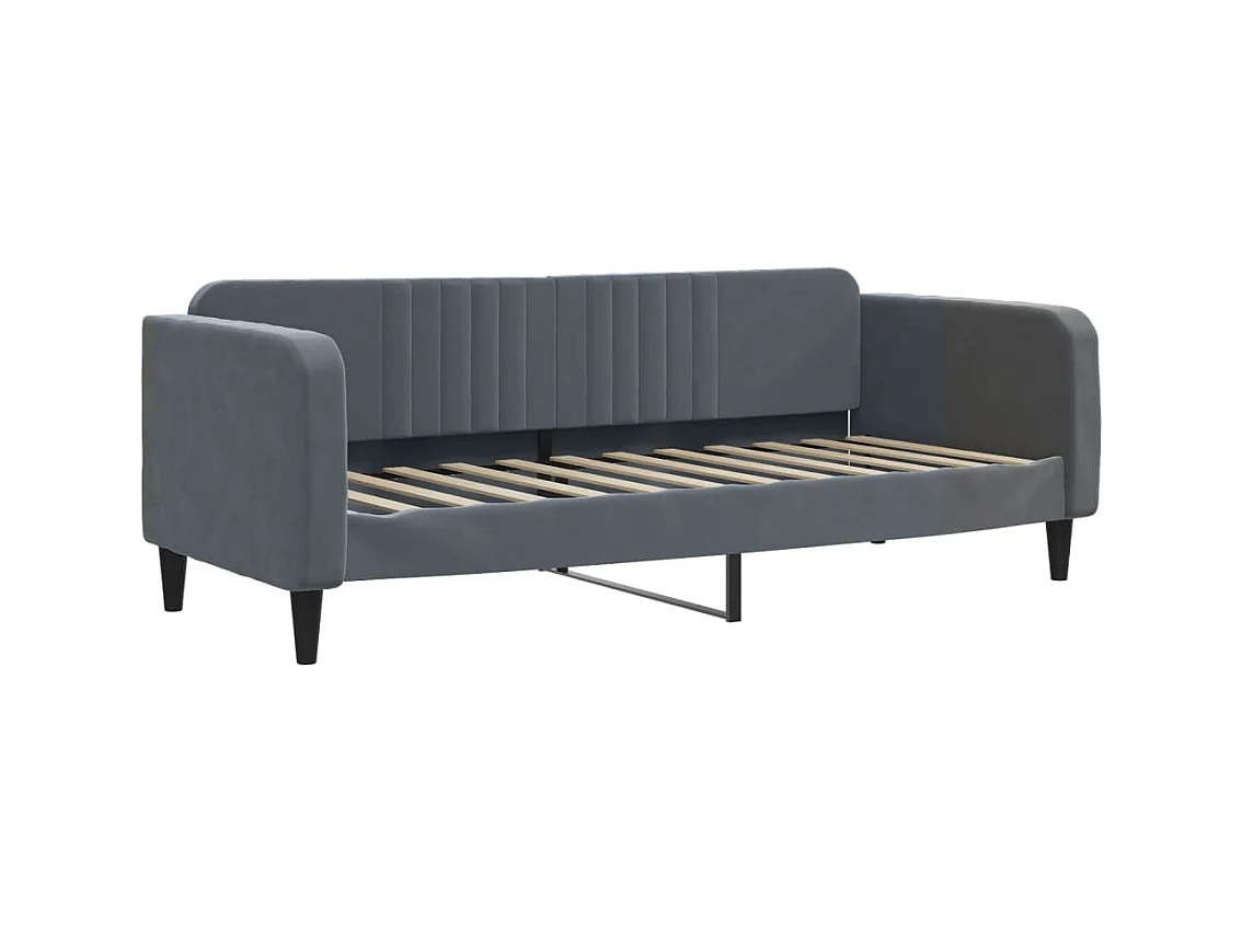 Slaapbank 90x190 cm fluweel donkergrijs