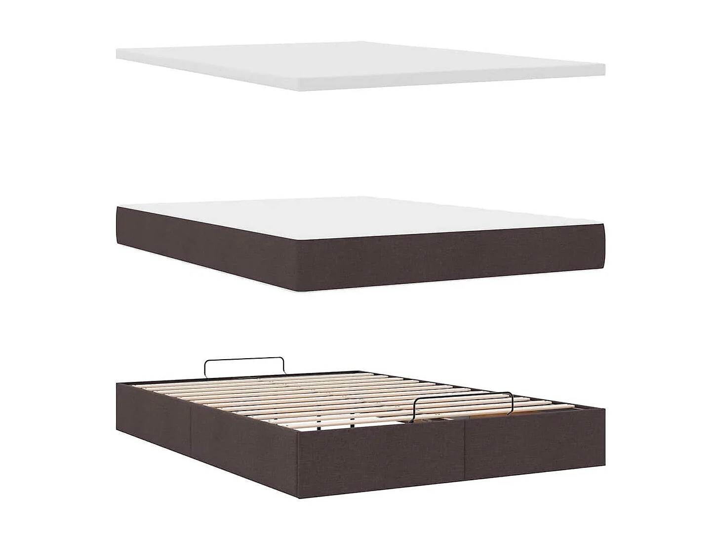 Struttura Letto Pouf con Materasso 140x200 cm in Tessuto