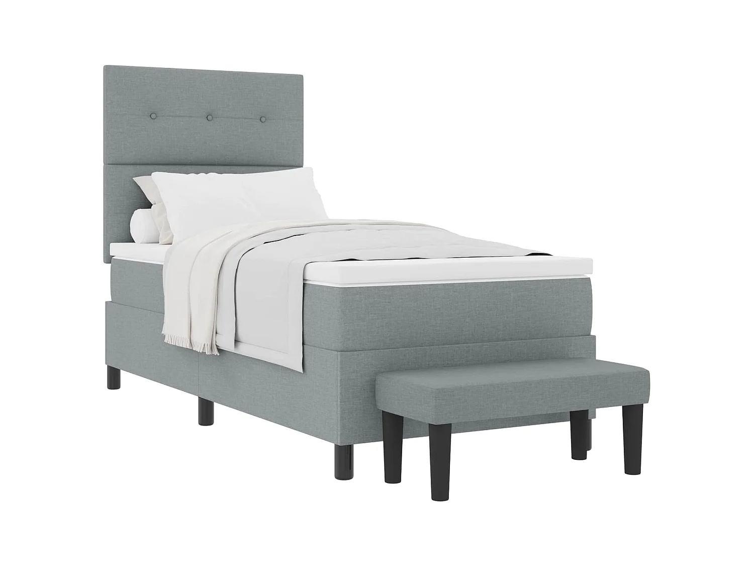 Boxspringbed met hoofdeinde Lichtgrijs 90 x 200 cm Stof