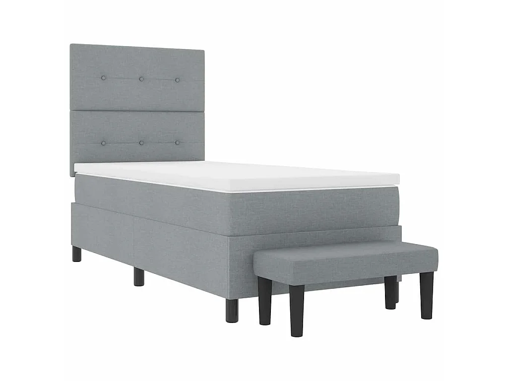 Boxspringbed met hoofdeinde Lichtgrijs 90 x 200 cm Stof