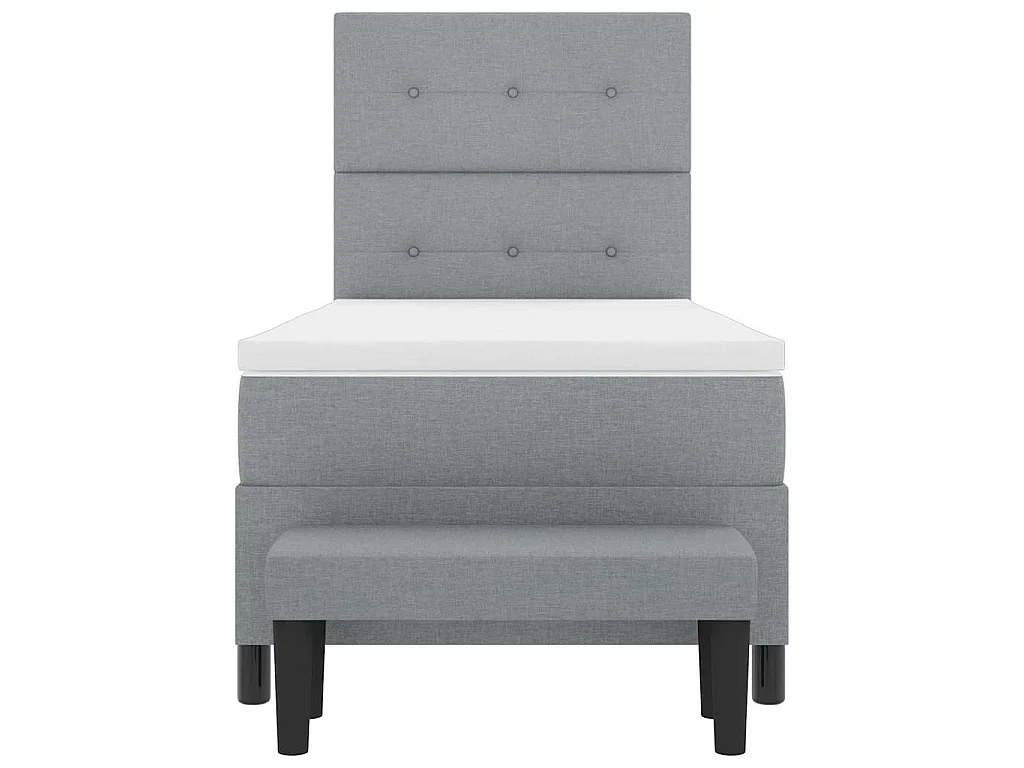 Boxspringbed met hoofdeinde Lichtgrijs 90 x 200 cm Stof