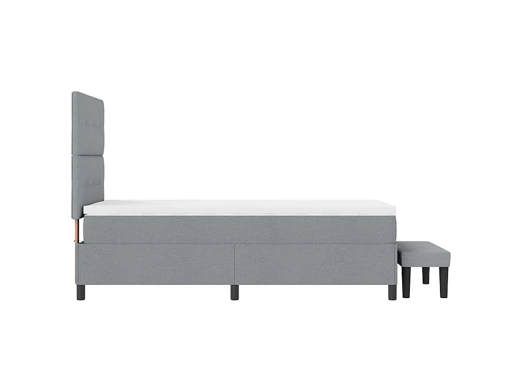 Boxspringbed met hoofdeinde Lichtgrijs 90 x 200 cm Stof