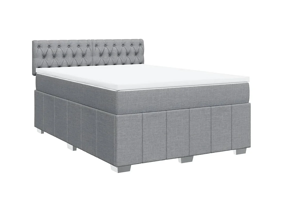 Sommier à lattes de lit avec matelas Gris clair 140x190cm Tissu