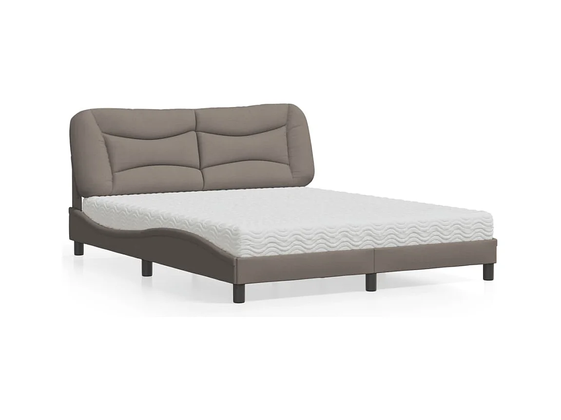 Lit avec matelas taupe 160x200 cm tissu