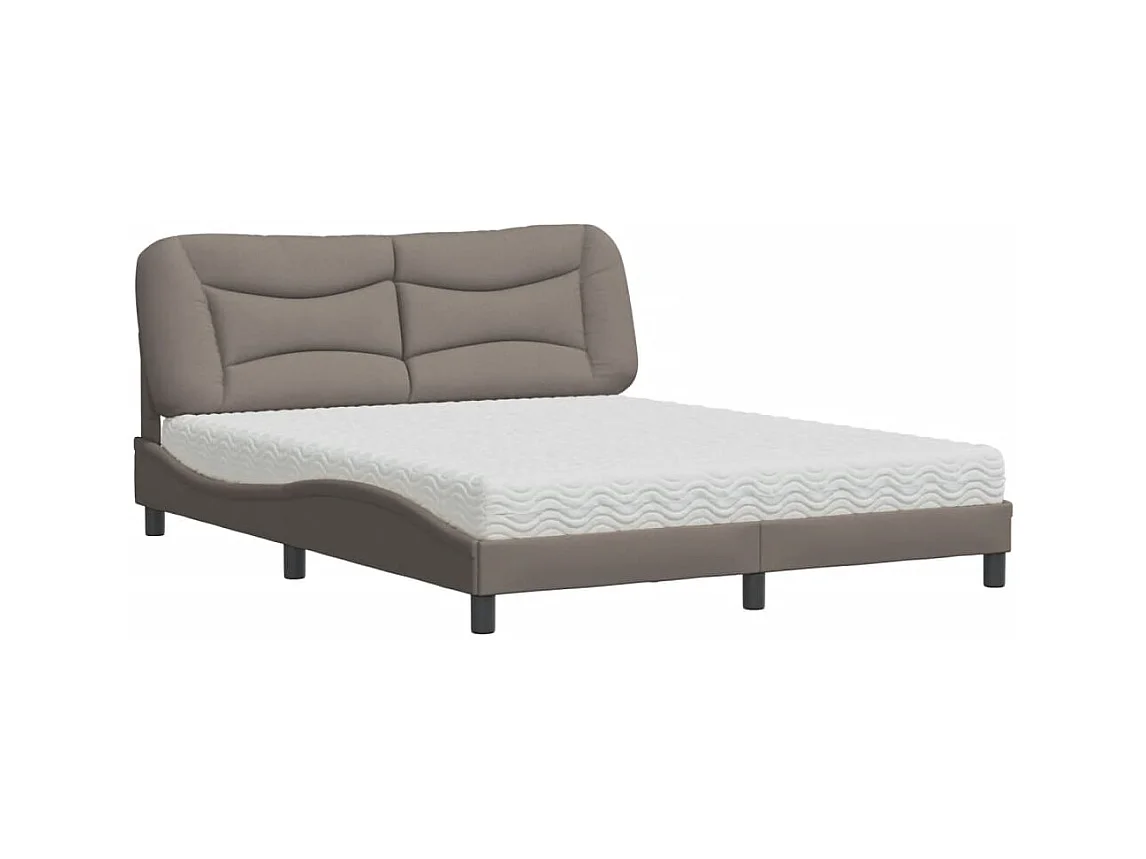 Lit avec matelas taupe 160x200 cm tissu