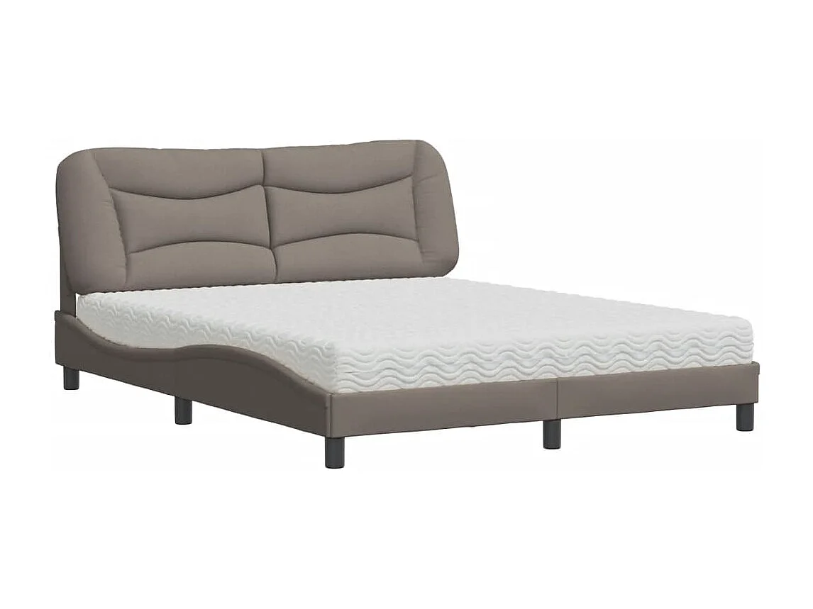 Letto con Materasso Hvar Tortora 160x200 cm in Tessuto