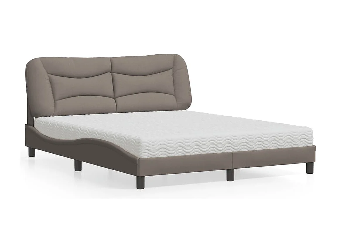 Letto con Materasso Hvar Tortora 160x200 cm in Tessuto