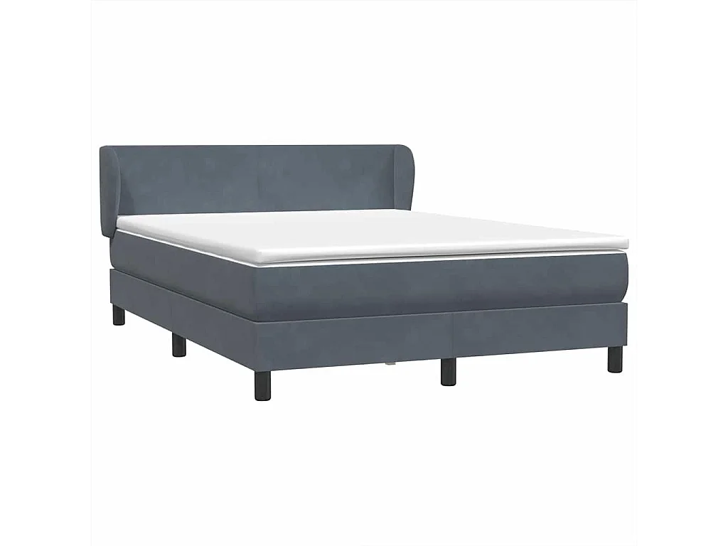 Cama box spring con colchón terciopelo gris oscuro 160x210 cm
