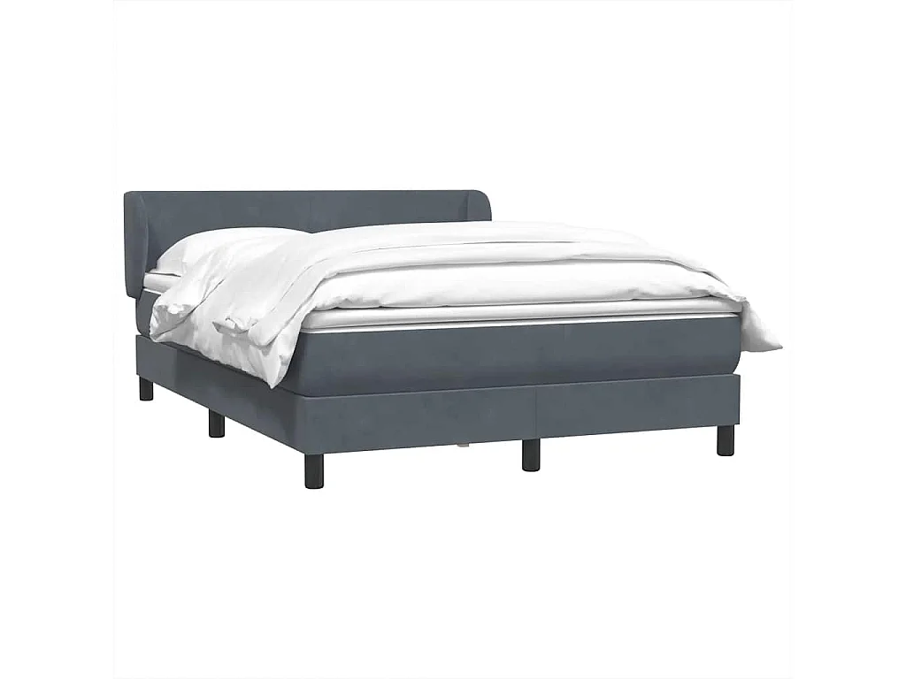 Cama box spring con colchón terciopelo gris oscuro 160x210 cm