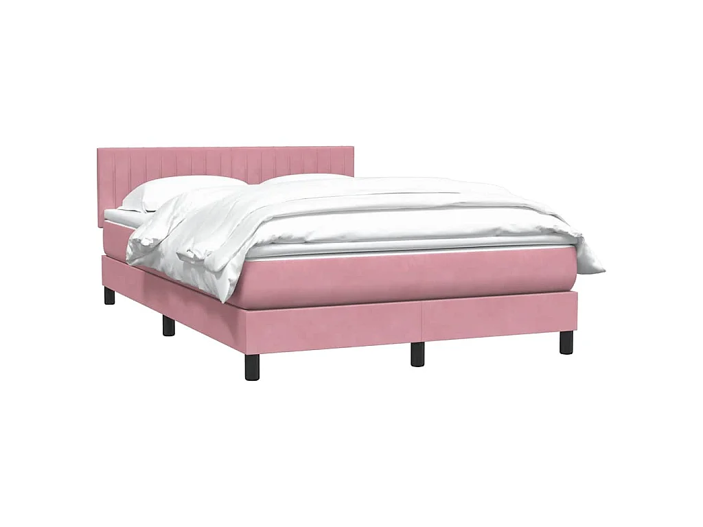 Cama box spring con colchón terciopelo rosa 160x210 cm