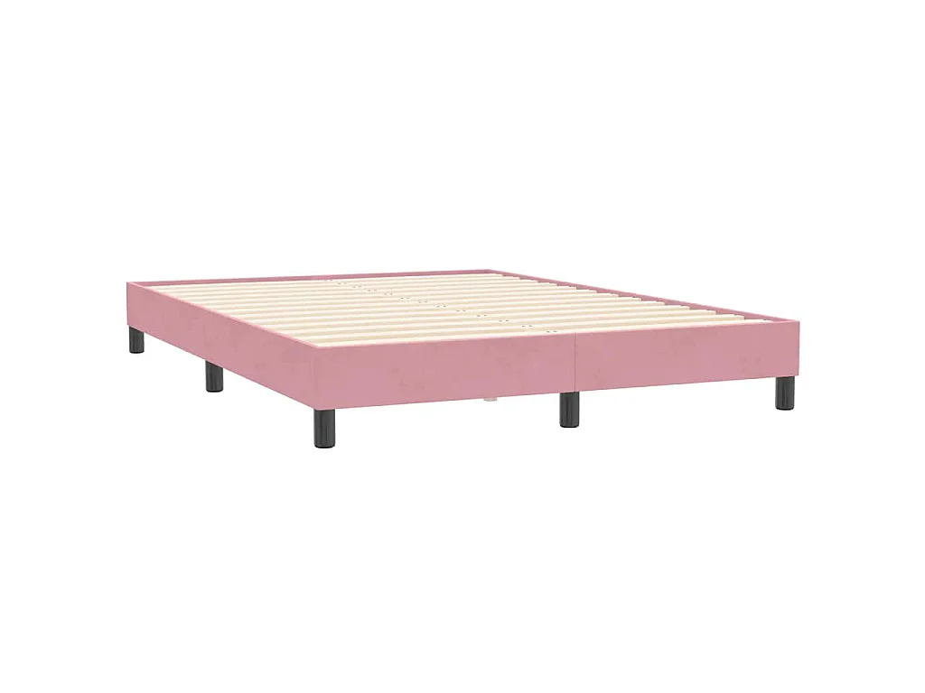 Cama box spring con colchón terciopelo rosa 160x210 cm