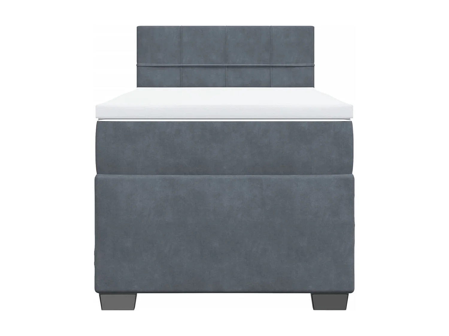 Cama box spring con colchón terciopelo gris oscuro 90x200 cm