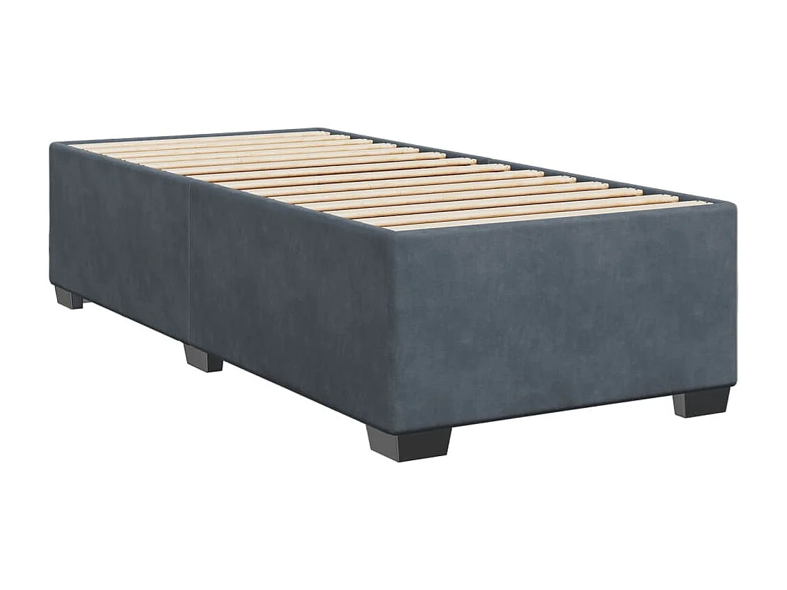 Cama box spring con colchón terciopelo gris oscuro 90x200 cm