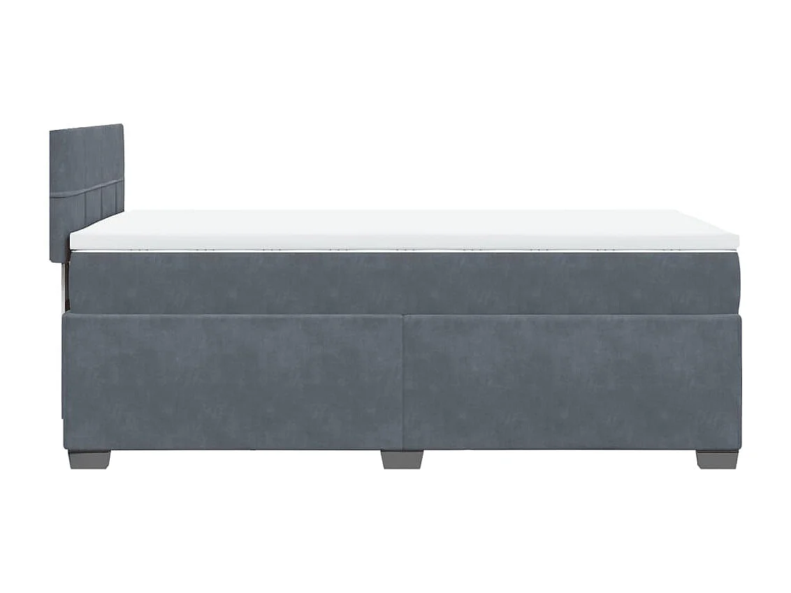 Cama box spring con colchón terciopelo gris oscuro 90x200 cm