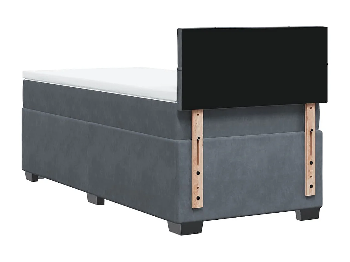 Cama box spring con colchón terciopelo gris oscuro 90x200 cm