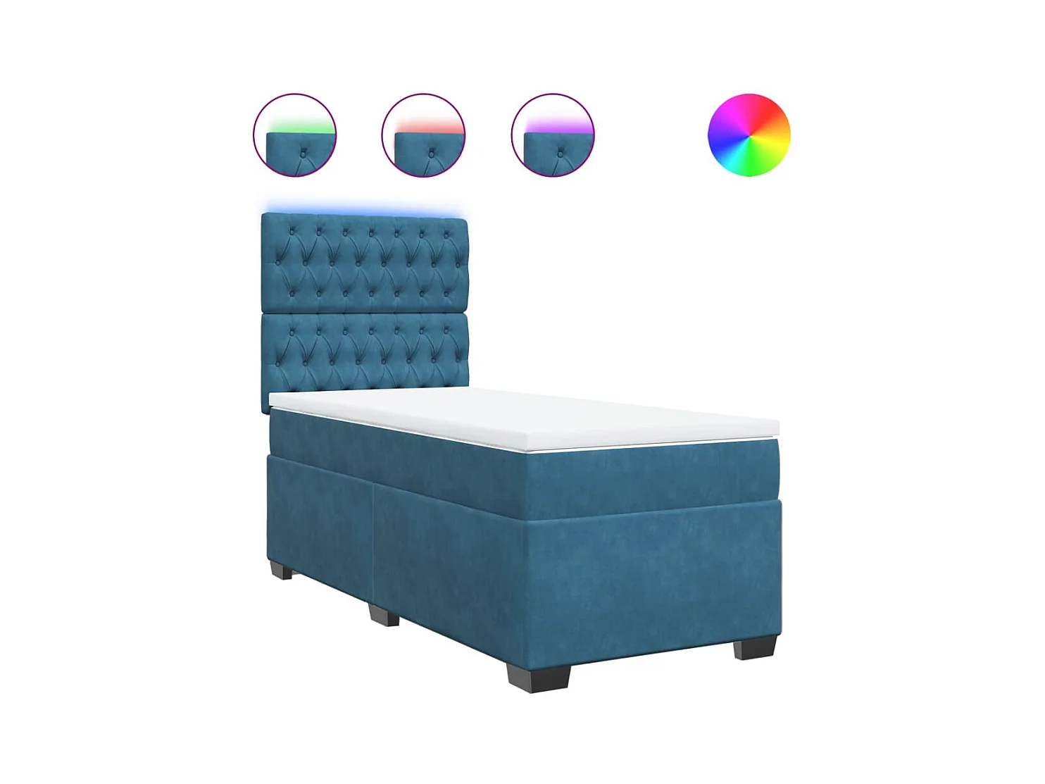 Sommier à lattes de lit avec matelas bleu 90x200 cm velours