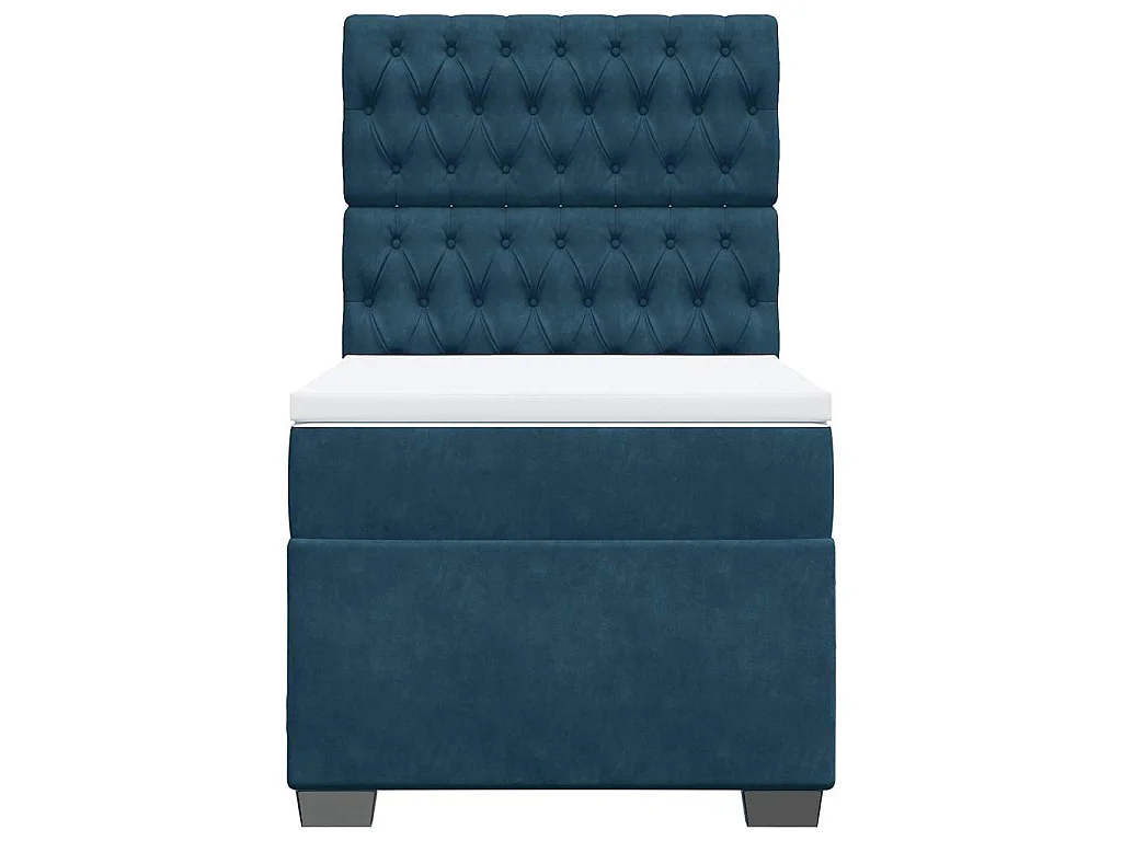 Giroletto a Molle con Materasso Blu 90x200 cm in Velluto