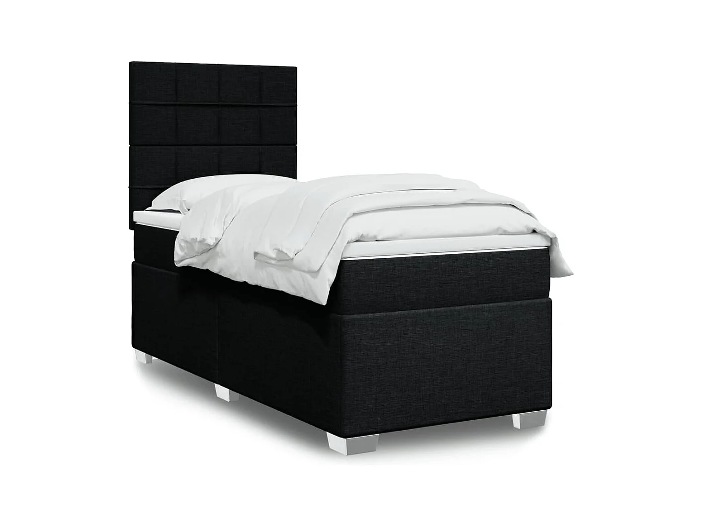 Sommier à lattes de lit avec matelas Noir 90x200 cm Tissu