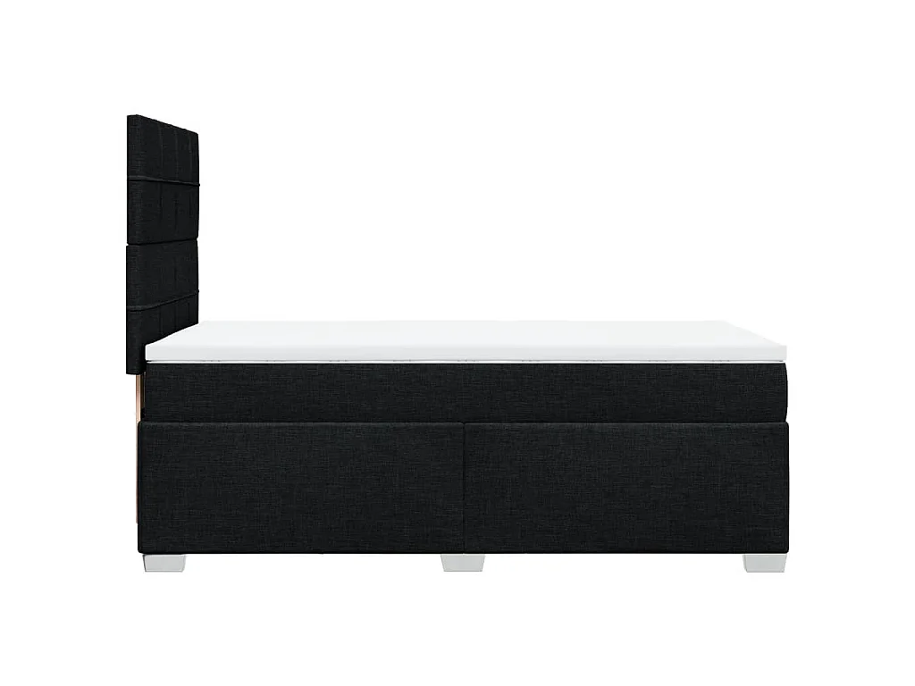Cama box spring con colchón tela negro 90x200 cm