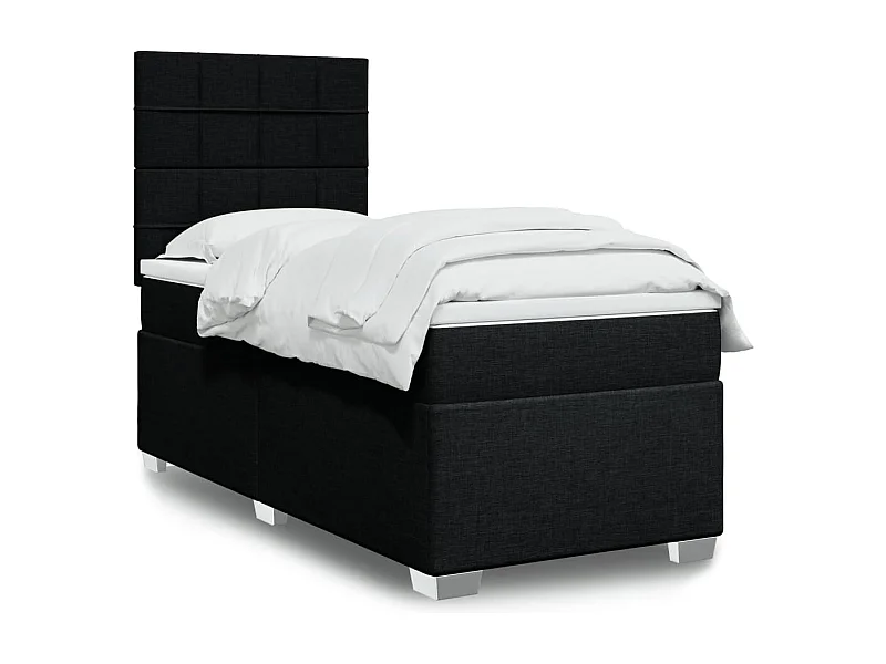 Cama box spring con colchón tela negro 90x200 cm